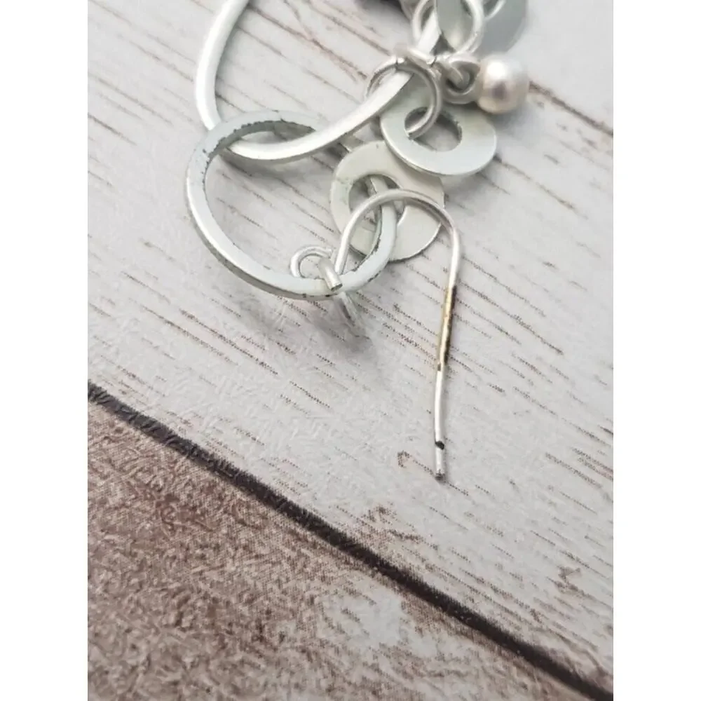 Dangle Earrings For Pierced Ears - Silver Tone Dangle (Some Tarnish)